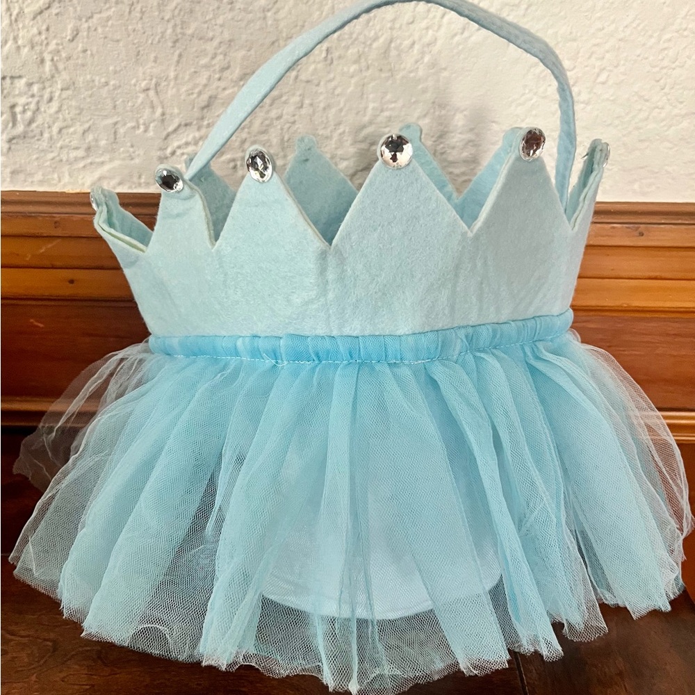 NWOT Pottery Barn Kids Blue Tulle Princess Cinderella Treat Bag Halloween Trick